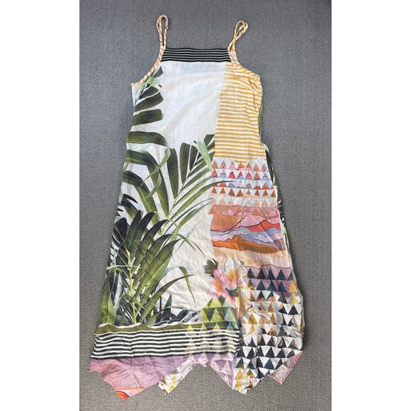 Prana Selene Tropical Floral Print Max Tank Dress Vacation Beach Resort Medium - Picture 2 of 10